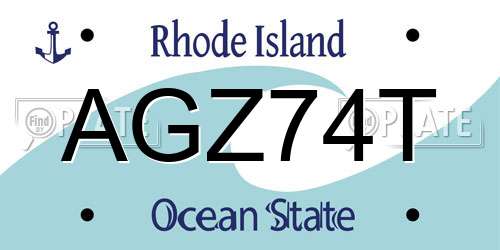 AGZ74T Rhode Island License Plate