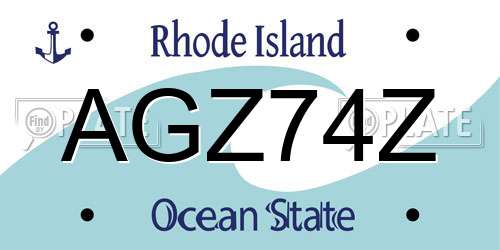 AGZ74Z Rhode Island License Plate