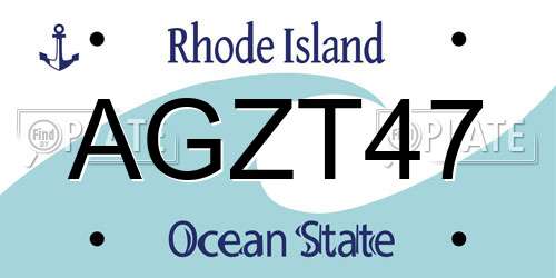 AGZT47 Rhode Island License Plate