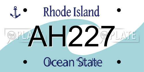 AH227 Rhode Island License Plate