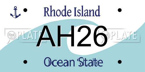 AH26 Rhode Island License Plate