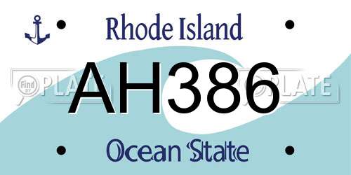 AH386 Rhode Island License Plate