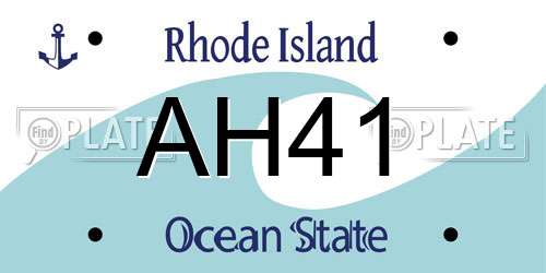 AH41 Rhode Island License Plate