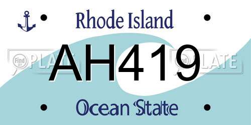 AH419 Rhode Island License Plate