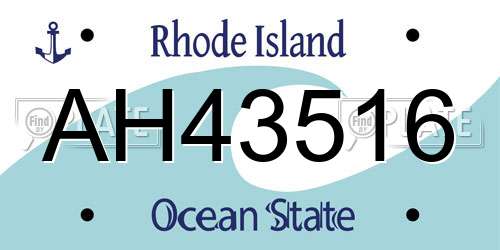 AH43516 Rhode Island License Plate