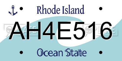 AH4E516 Rhode Island License Plate