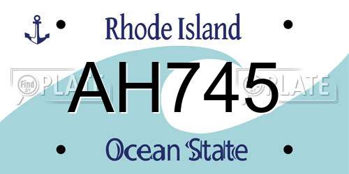 AH745 Rhode Island License Plate