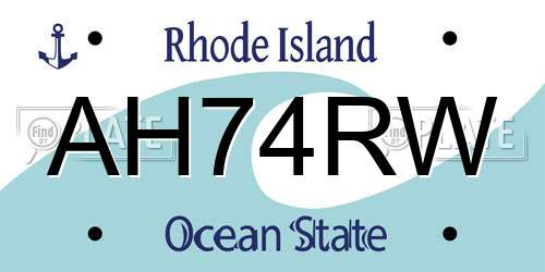 AH74RW Rhode Island License Plate