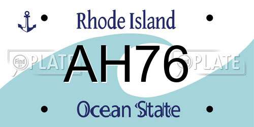 AH76 Rhode Island License Plate