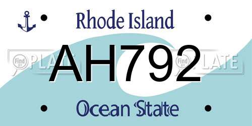 AH792 Rhode Island License Plate