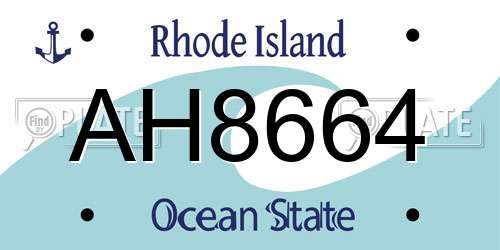 AH8664 Rhode Island License Plate