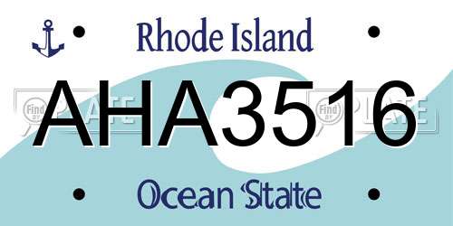 AHA3516 Rhode Island License Plate