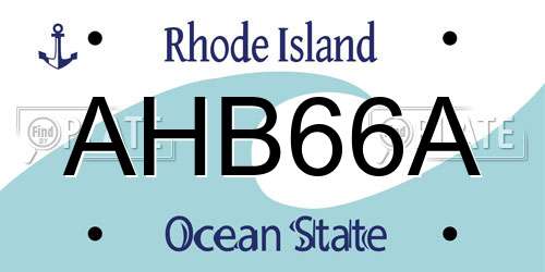 AHB66A Rhode Island License Plate
