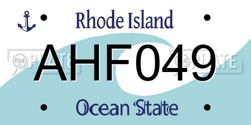 AHF049 Rhode Island License Plate