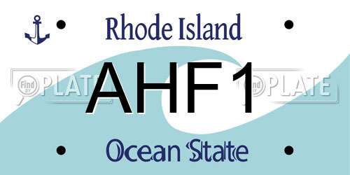 AHF1 Rhode Island License Plate