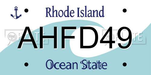 AHFD49 Rhode Island License Plate