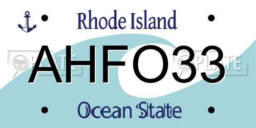 AHFO33 Rhode Island License Plate