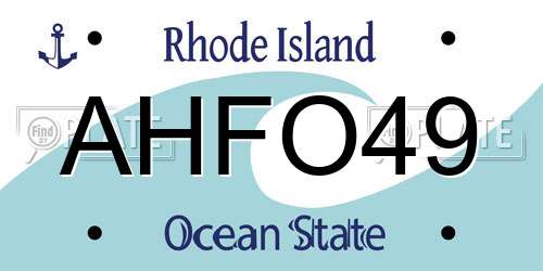 AHFO49 Rhode Island License Plate