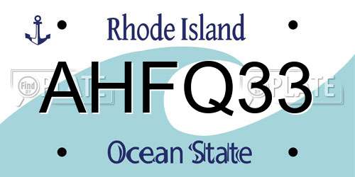 AHFQ33 Rhode Island License Plate