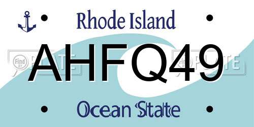 AHFQ49 Rhode Island License Plate