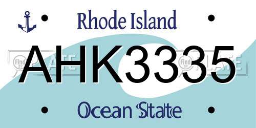 AHK3335 Rhode Island License Plate