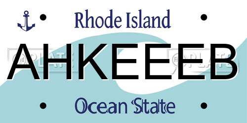 AHKEEEB Rhode Island License Plate