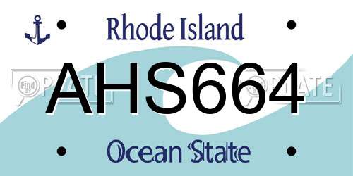 AHS664 Rhode Island License Plate