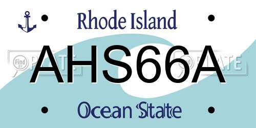 AHS66A Rhode Island License Plate