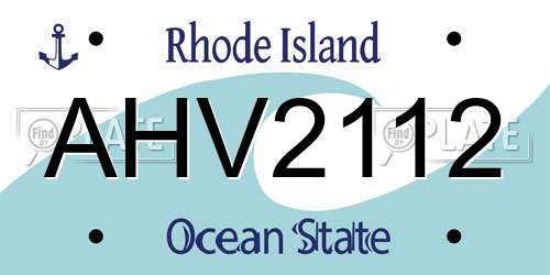 AHV2112 Rhode Island License Plate