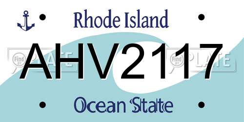 AHV2117 Rhode Island License Plate