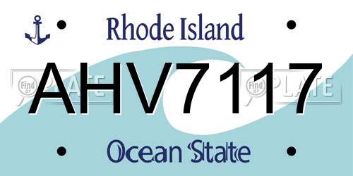 AHV7117 Rhode Island License Plate