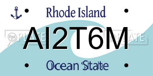 AI2T6M Rhode Island License Plate