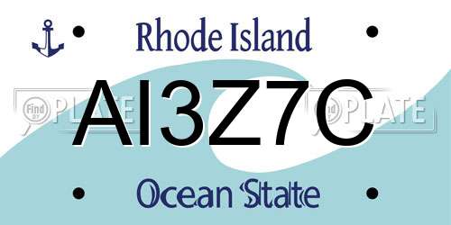 AI3Z7C Rhode Island License Plate