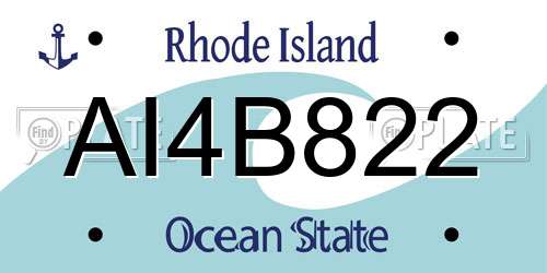 AI4B822 Rhode Island License Plate
