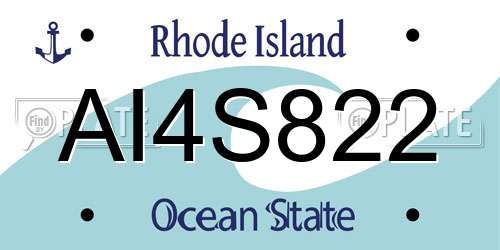 AI4S822 Rhode Island License Plate