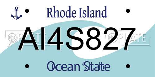 AI4S827 Rhode Island License Plate