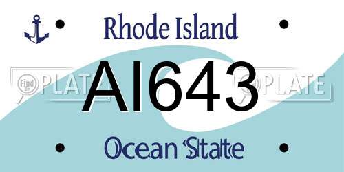 AI643 Rhode Island License Plate
