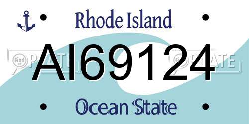 AI69124 Rhode Island License Plate