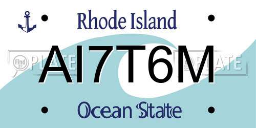 AI7T6M Rhode Island License Plate