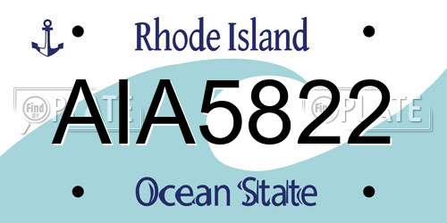 AIA5822 Rhode Island License Plate