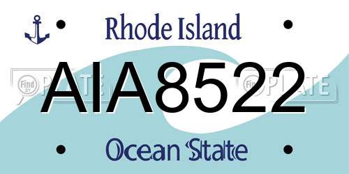 AIA8522 Rhode Island License Plate