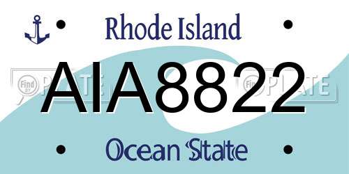 AIA8822 Rhode Island License Plate