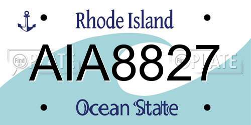 AIA8827 Rhode Island License Plate