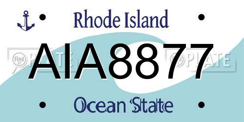 AIA8877 Rhode Island License Plate