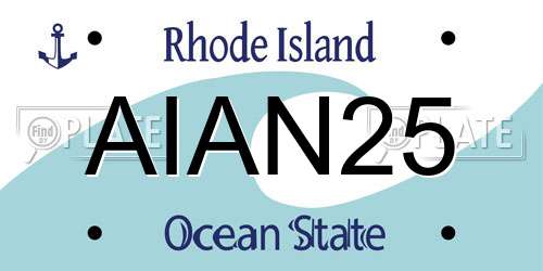 AIAN25 Rhode Island License Plate