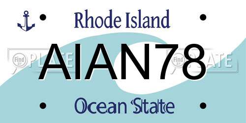 AIAN78 Rhode Island License Plate