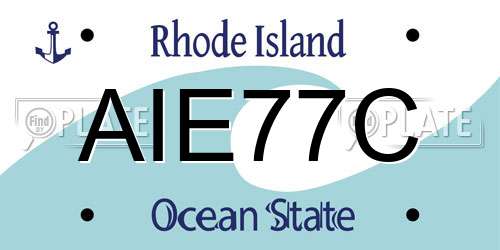 AIE77C Rhode Island License Plate