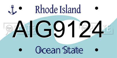 AIG9124 Rhode Island License Plate