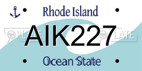 AIK227 Rhode Island License Plate