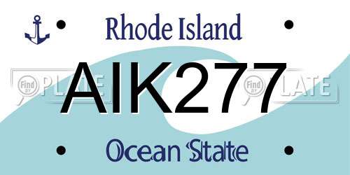 AIK277 Rhode Island License Plate